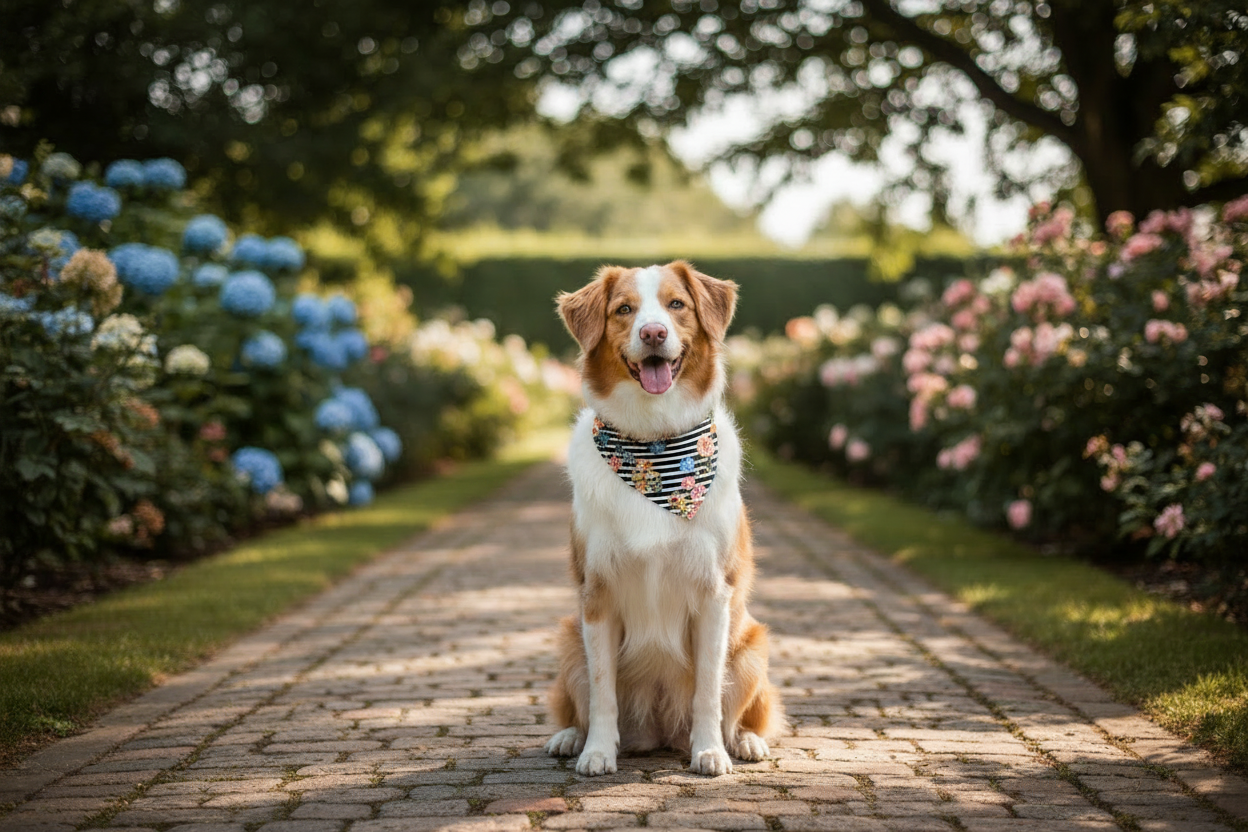 Floral stripes dog bandana