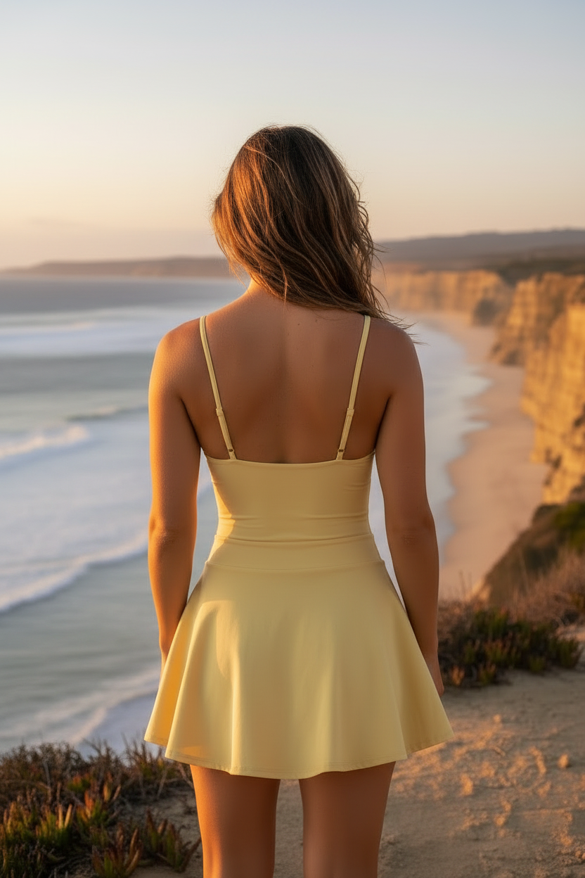 Wave Court Dress – Back View – Low Key Lemon
